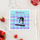 体操ガール薄紫紫とアクアパーソナライズされた スタンダードカクテルナプキン (インサイチュ)