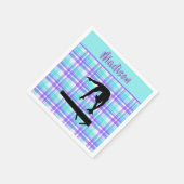 体操ガール薄紫紫とアクアパーソナライズされた スタンダードカクテルナプキン (角)