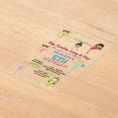 体操キッズガールバースデーパーティーテーマ アクリル招待状 (レイダウン)