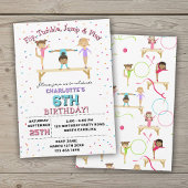 体操キッズガールバースデーパーティーテーマ 招待状
