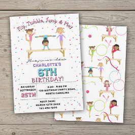 体操キッズガールバースデーパーティーテーマ 招待状