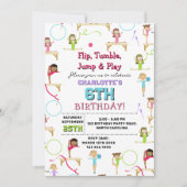 体操キッズガールバースデーパーティーテーマ 招待状 (正面)