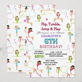 体操キッズガールバースデーパーティーテーマ 招待状