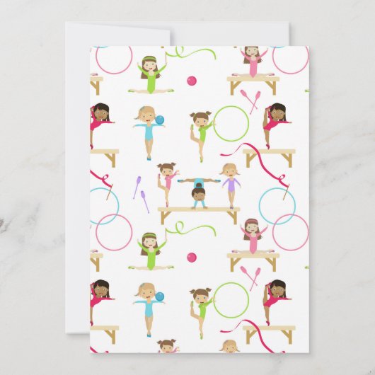 体操キッズガールバースデーパーティーテーマ 招待状 (裏面)