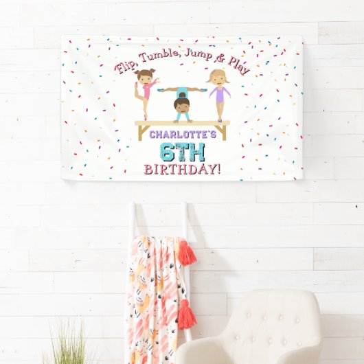 体操キッズガールバースデーパーティーテーマ 横断幕 (インサイチュ)