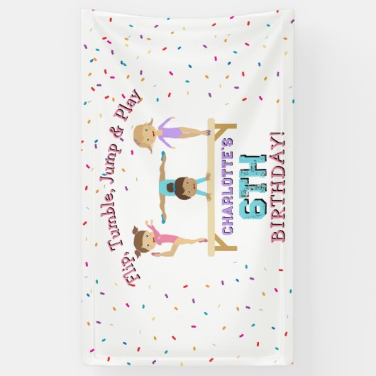 体操キッズガールバースデーパーティーテーマ 横断幕 (縦)