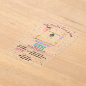 体操キッズガールバースデーパーティーテーマ 澄ん アクリル招待状 (レイダウン)