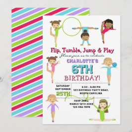 体操キッズガール誕生日パーティーテーマ 招待状