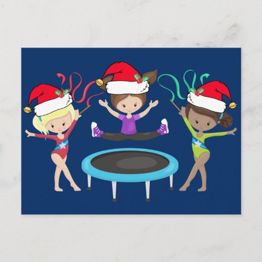 体操クリスマスかわいい体操選手ガールズホリデー ポストカード (正面)