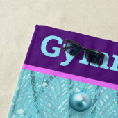 体操クリスマスパープルアクアパーソナライズされた ビーチタオル (インサイチュ)