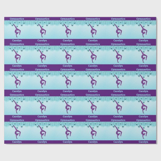 体操クリスマスパープルアクアパーソナライズされた ラッピングペーパー (フラット)