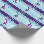 体操クリスマスパープルアクアパーソナライズされた ラッピングペーパー (角)