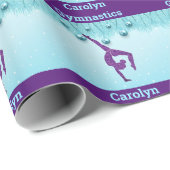 体操クリスマスパープルアクアパーソナライズされた ラッピングペーパー (ロールコーナー)