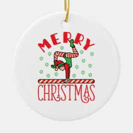 体操クリスマス小妖精や小人オンビーム セラミックオーナメント