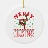 体操クリスマス小妖精や小人オンビーム セラミックオーナメント (裏面)