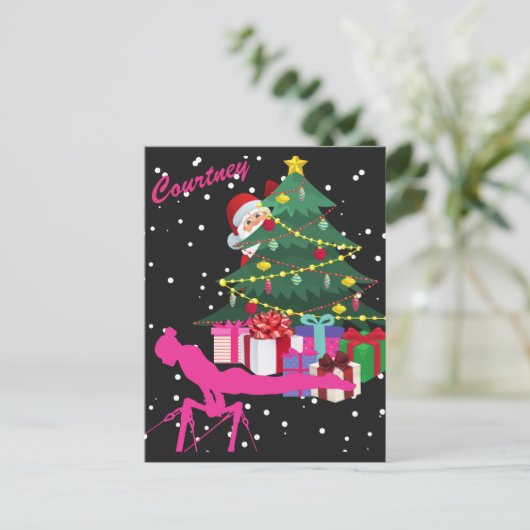 体操クリスマス:サンタBring Me体操バー ポストカード (スタンド正面)