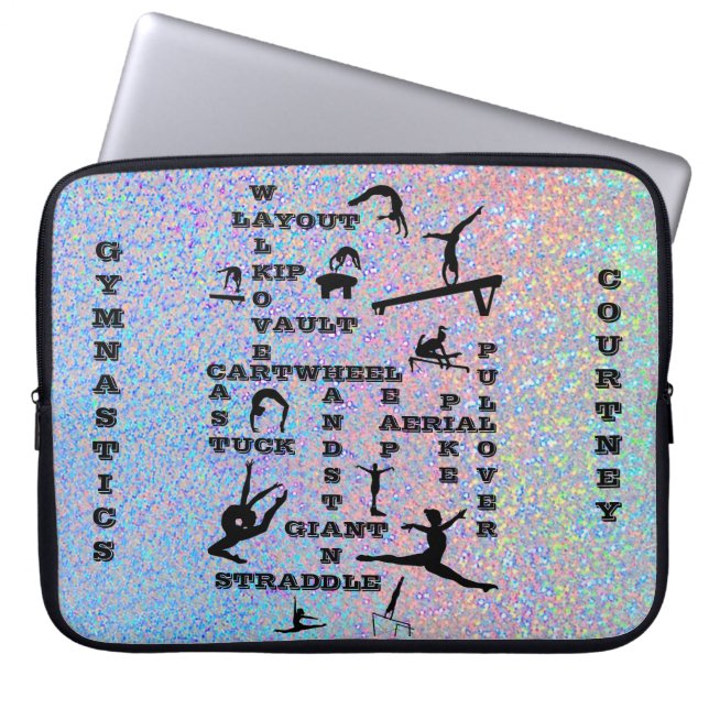 体操クロスワードパーソナライズされたエレクトロニクスバッグ ラップトップスリーブ (正面)