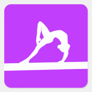 体操シルエットシールパープル スクエアシール