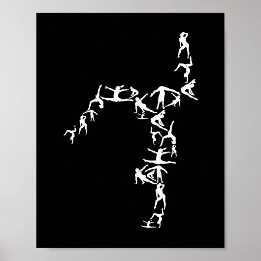 体操シルエット体操ダンスハンドスタンド ポスター (正面)