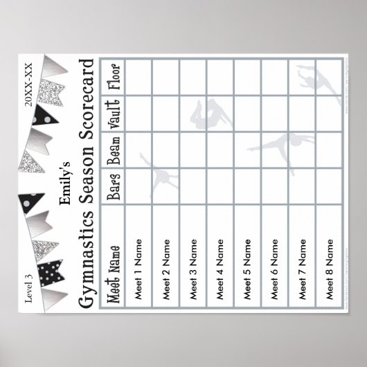 体操シーズンスコアカードポスター8 SilverGlitter ポスター (正面)