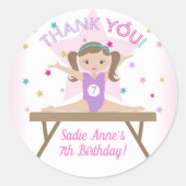 体操ジャンプ誕生日パーティー赤い髪ありがとう ラウンドシール (正面)