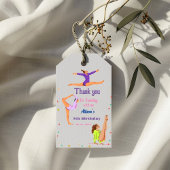 体操ジャンプCartwheels女の子の誕生日パーティー ギフトタグ