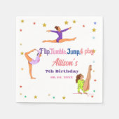 体操ジャンプCartwheels女の子の誕生日パーティー スタンダードカクテルナプキン (正面)