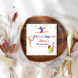 体操ジャンプCartwheels女の子の誕生日パーティー スタンダードカクテルナプキン