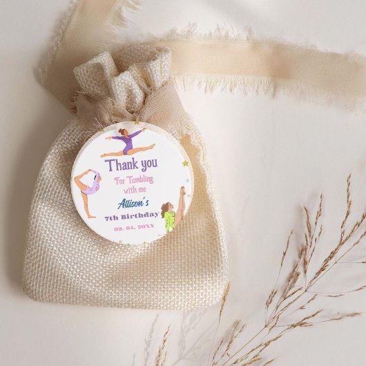 体操ジャンプCartwheels女の子の誕生日パーティー フェイバータグ