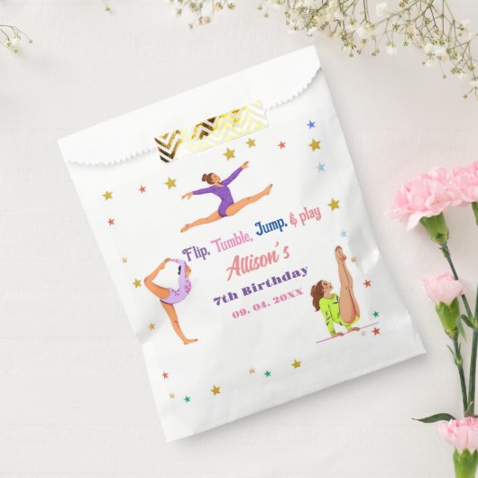体操ジャンプCartwheels女の子の誕生日パーティー フェイバーバッグ (封をした状態)