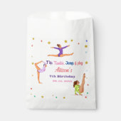 体操ジャンプCartwheels女の子の誕生日パーティー フェイバーバッグ (正面)
