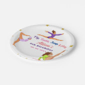 体操ジャンプCartwheels女の子の誕生日パーティー ペーパープレート (アングル)