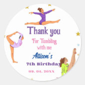 体操ジャンプCartwheels女の子の誕生日パーティー ラウンドシール (正面)