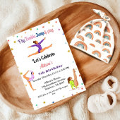 体操ジャンプCartwheels女の子の誕生日パーティー 招待状