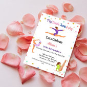 体操ジャンプCartwheels女の子の誕生日パーティー 招待状