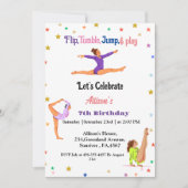 体操ジャンプCartwheels女の子の誕生日パーティー 招待状 (正面)