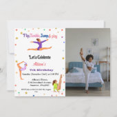 体操ジャンプCartwheels女の子の誕生日パーティー 招待状 (正面)