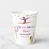 体操ジャンプCartwheels女の子の誕生日パーティー 紙コップ (裏面)