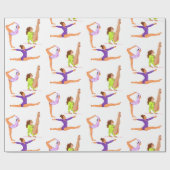 体操ジャンプCartwheels女の子の誕生日パーティーGif ラッピングペーパー (フラット)