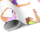 体操ジャンプCartwheels女の子の誕生日パーティーGif ラッピングペーパー (ロールコーナー)