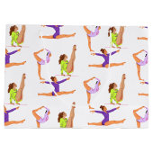 体操ジャンプCartwheels女の子の誕生日パーティーGif ラージペーパーバッグ (裏面)