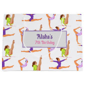 体操ジャンプCartwheels女の子の誕生日パーティーGif ラージペーパーバッグ (正面)