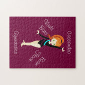 体操ジンジャーヘア、緑の目、黒いレオ ジグソーパズル (横)