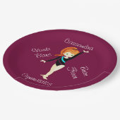 体操ジンジャーヘア、緑の目、黒いレオ ペーパープレート (アングル)