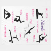 体操スキルタイポグラフィ フリースブランケット (正面(横))