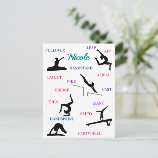 体操スキルタイポグラフィ ポストカード (スタンド正面)