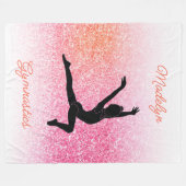 体操ソフト、居心地の良い、ピンクパーソナライズされたのミカン フリースブランケット (正面(横))