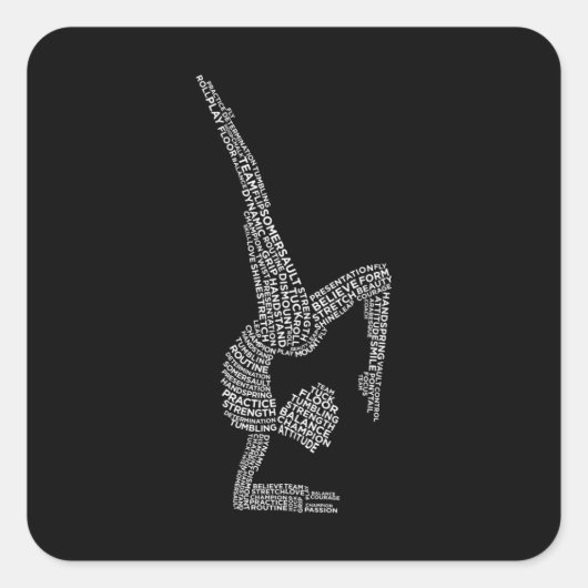 体操タイポグラフィ体操体操スポーツ値リスト スクエアシール (正面)