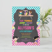 体操タンブリングパーティー誕生日パーティーの女の子 招待状 (スタンド正面)