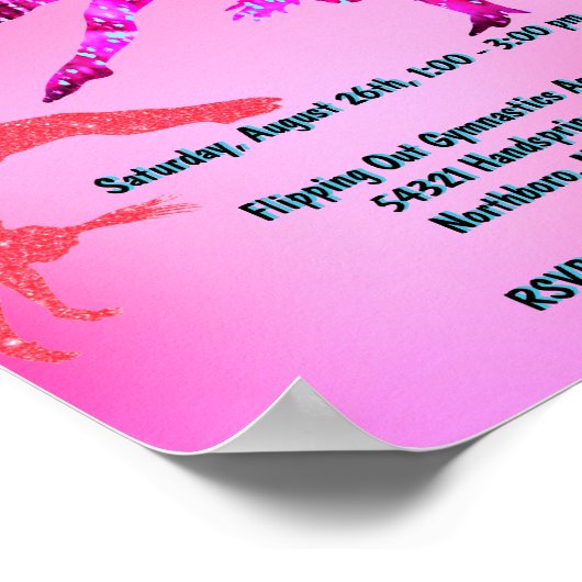 体操タンブリング誕生日パーティーの招待状 ポスター (角)